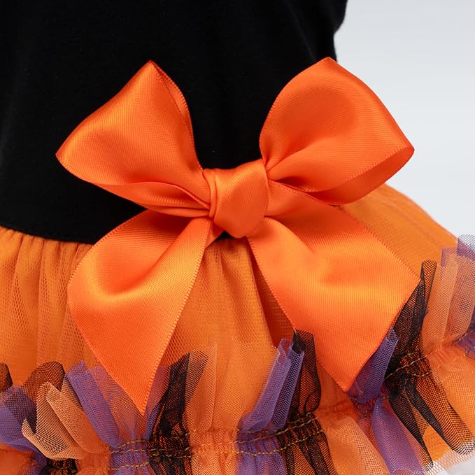 Fitwarm Halloween Cat Face Dog Dress, Funny Halloween Costumes for Small Dogs Girl, Pet Apparel, Black, Orange, Purple, Green, Large