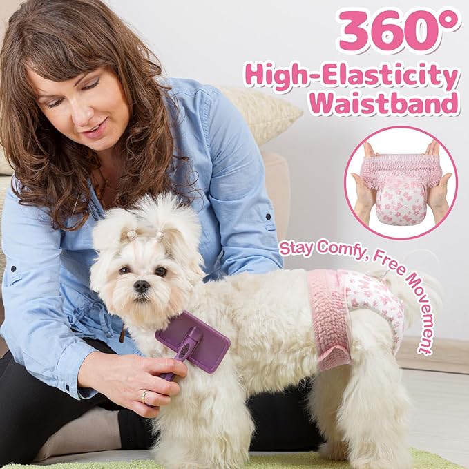 Dono Disposable Pull It Up Female Dog Diapers, 360° Stretchy Waist Puppy Diapers, Super-Absorbent Doggie Diapers with Rapid-Dry Technology Leak-Proof Design for Doggy in Heat Period, XS 10 Pcs