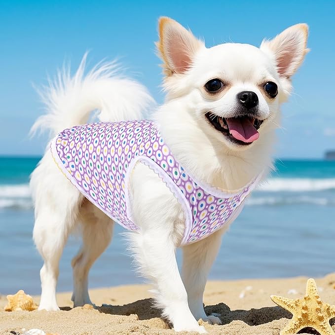 choyaxo 4pcs Dog Shirts Sleeveless Printed Pet Vest for Chiuahaha Small Medium Dogs Spring Summer