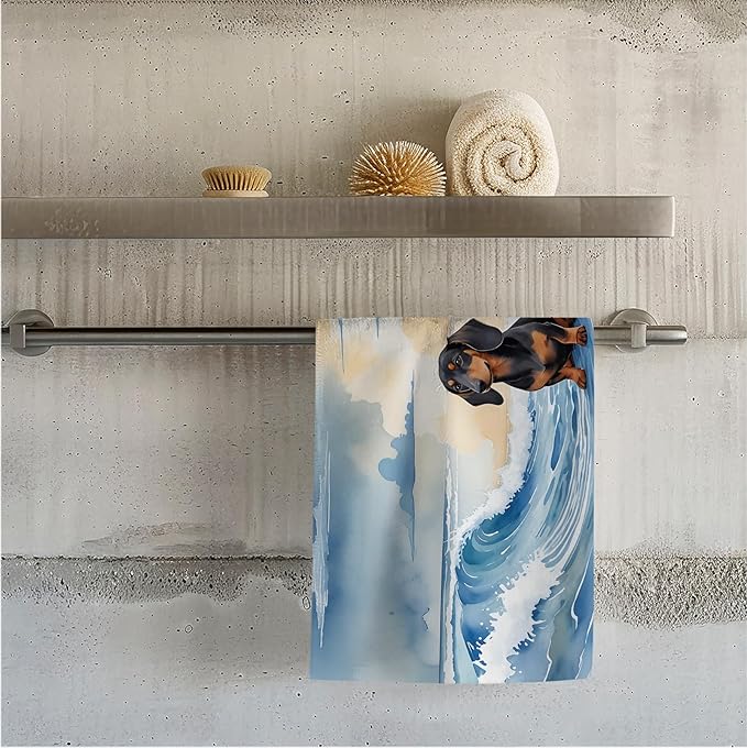 Dachshund Beach Towel, Weiner Dog Pool Towels, Watercolor Coastal Dachshund Sand Towel Large Bath Towels Gifts for Dachshund Lovers, Dachshund Gifts for Women, Weiner Dog Gifts, 29x60in