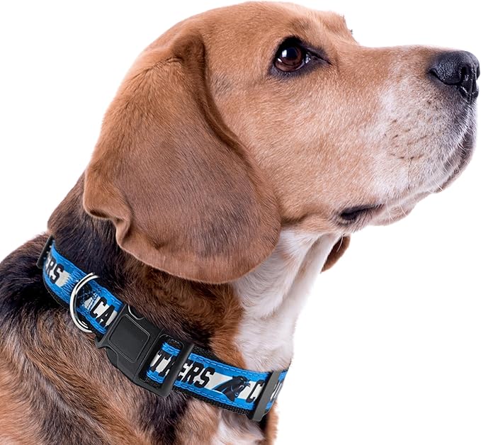Pets First NFL Carolina Panthers Licensed PET COLLAR, Large - Heavy-Duty, Strong, and Durable Dog Collar. Available in 31 Football Teams and 4 Sizes