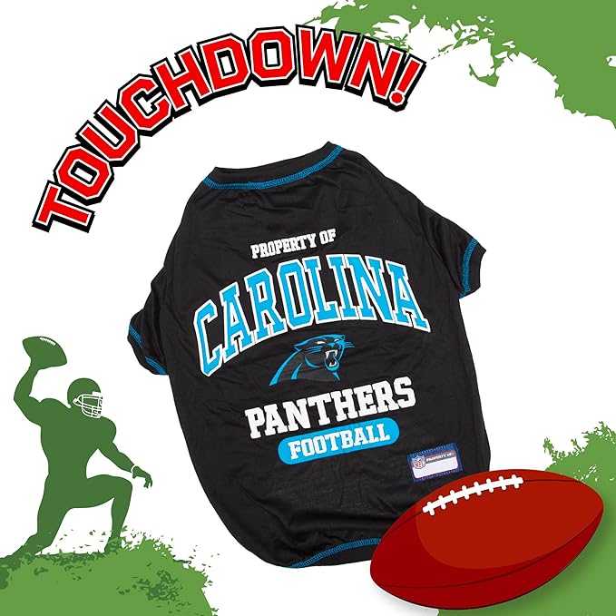 NFL Carolina Panthers Dog T-Shirt for Pets, Size X-Large. Officially Licensed Pet Shirt with Team Logo, Soft Stretchable Comfort Fit Apparel for Dogs & Cats