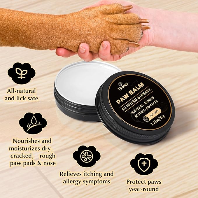 All-Natural Dog Paw Balm for Dogs & Cats | 2 Pack Dog Paw Pad Balm Paw Protector, Moisturizer & Soother for Dry Cracked Paws & Noses | Snout Soother for Dogs (1.23oz*2)
