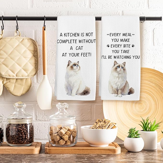 Gifts for Ragdoll Cat Lovers Kitchen Towels Set of 2, Ragdoll Cat Gifts Hand Towel, Every Meal You Make RagdollCat Decorative Tea Dish Towels for Kitchen, FunnyCat Kitchens Decor, 16x24in