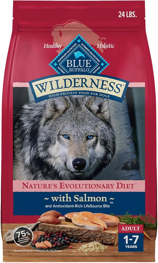 Blue Buffalo Wilderness Adult High-Protein Dry Dog Food Natural Salmon with Wholesome Grains