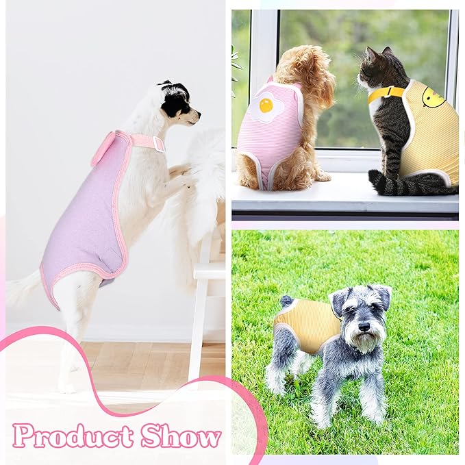 Nuanchu 3 Pcs Female Dog Diaper Sanitary Panties with Adjustable Suspender, Washable Reusable Doggie Diapers for Small Medium Large Dog in Heat Period Menstrual Pet Cats Ducks(Delicate Pattern,M)