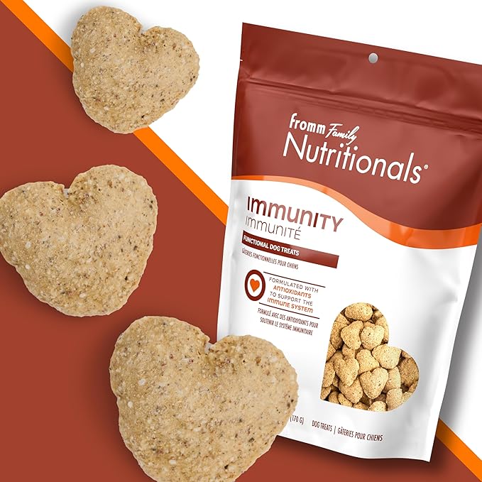 Fromm Family Nutritionals Immunity Functional Dog Treats - Premium Dog Treats for Immune Support - Contains Cranberry, Blueberry, Turmeric, Cinnamon, Vitamin C & Vitamin E - Pack of (3) 6 oz Bags