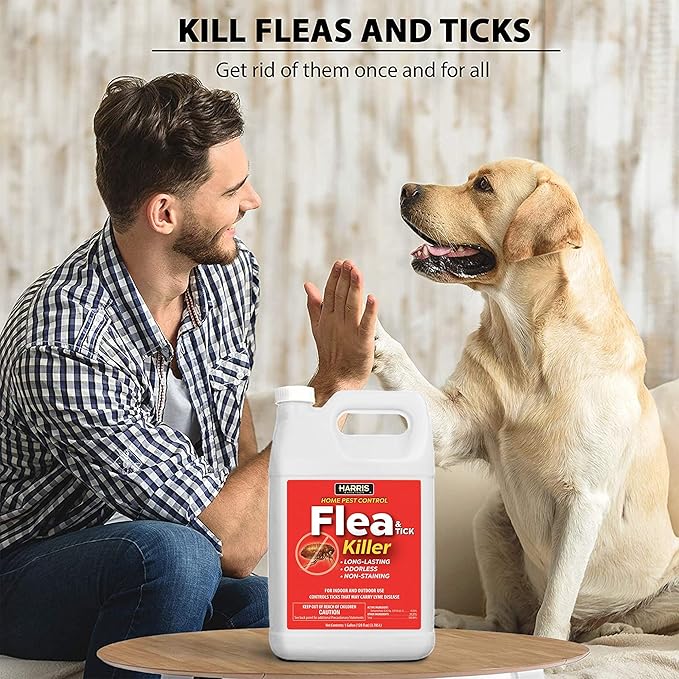Harris Flea and Tick Killer, Liquid Spray with Odorless and Non-Staining Extended Residual Kill Formula (Gallon)