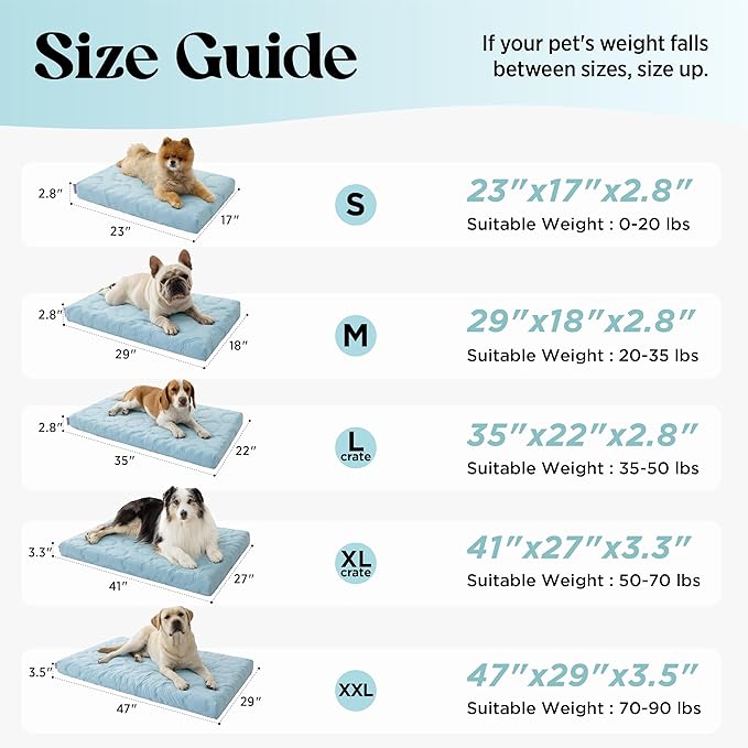 LE SURE Orthopedic Cooling Dog Bed, XXL Q-Max>0.5 Cooling Mat with Removable Washable Cover, Breathable Egg Crate Foam Non-Slip Summer Pad for Extra Large Active/Senior/Long-Haired Pets, 47x29 Inch
