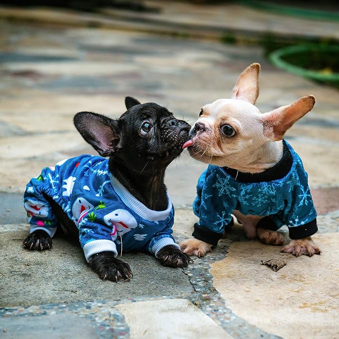 CuteBone Soft & Stretchy Dog Christmas Pajamas - Cozy Pet Jammies Breathable Jumpsuit for Small Dogs - All-Season Comfy Outfit Easy-On Pullover Design - Keeps Pets Warm & Comfortable P85XS