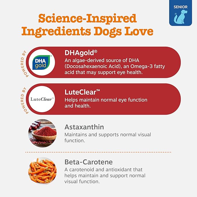 Zesty Paws Eye Supplement for Dogs - Vision Support with Antioxidants & Omega 3 Fatty Acids - 90 Chews