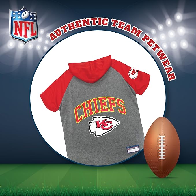 Pets First KCC-4044-XS NFL Kansas City Chiefs Hoodie for Dogs & Cats. | NFL Football Licensed Dog Hoody Tee Shirt, X-Small| Sports Hoody T-Shirt for Pets | Licensed Sporty Dog Shirt.