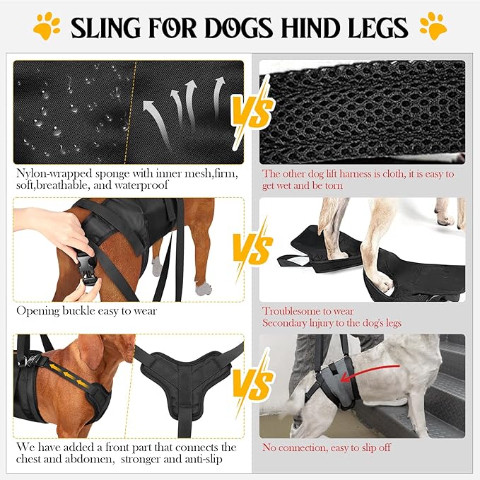 Dog Lift Harness, Dog Sling for Large Medium Dogs' Hind Leg Support Pee-Able. Ideal for Seniors, Disabled, Injured & Arthritic Dogs in ACL Recovery, Secure Harness for Assisted Mobility (Large)