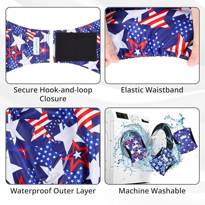 Paw Legend Washable Dogs Diapers Male Dog Belly Bands for Male Dogs Diapers Reusable Puppy & Doggie Diapers Male (3 Pack, Large)