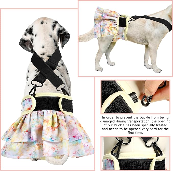 Washable Female Dog Diapers (4 Pack+1 Suspenders), Reusable Female Girl Doggy Doggie Puppy Wraps Panties Belly Band for Pet Heat Period Pooping Peeing Potty Training Incontinence Marking Heart Small
