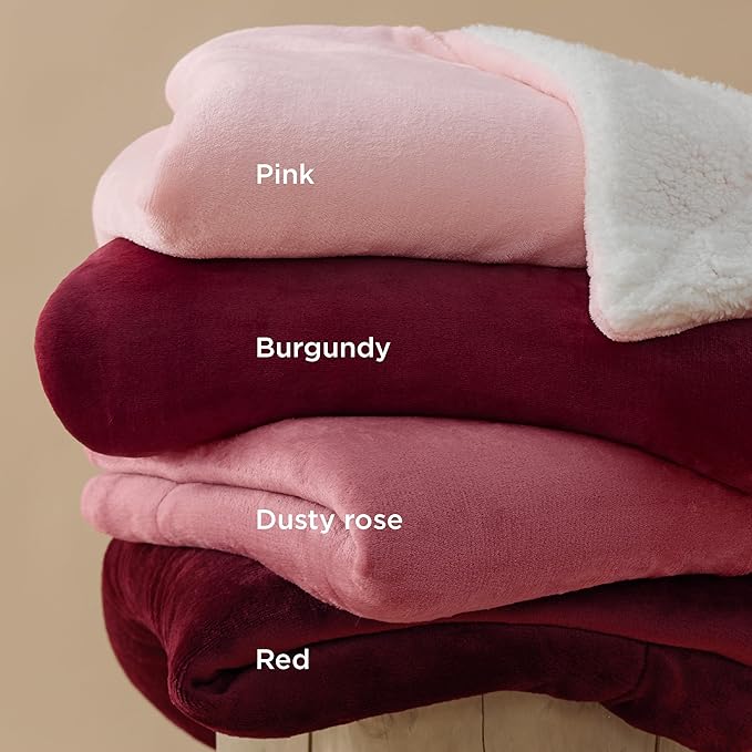 Bedsure GentleSoft Sherpa Fleece Blankets King Size for Bed, Non-Heated, Thick and Warm Throw for Girls and Women, Soft Fuzzy Plush King Blanket for Winter, Red, 108x90 Inches
