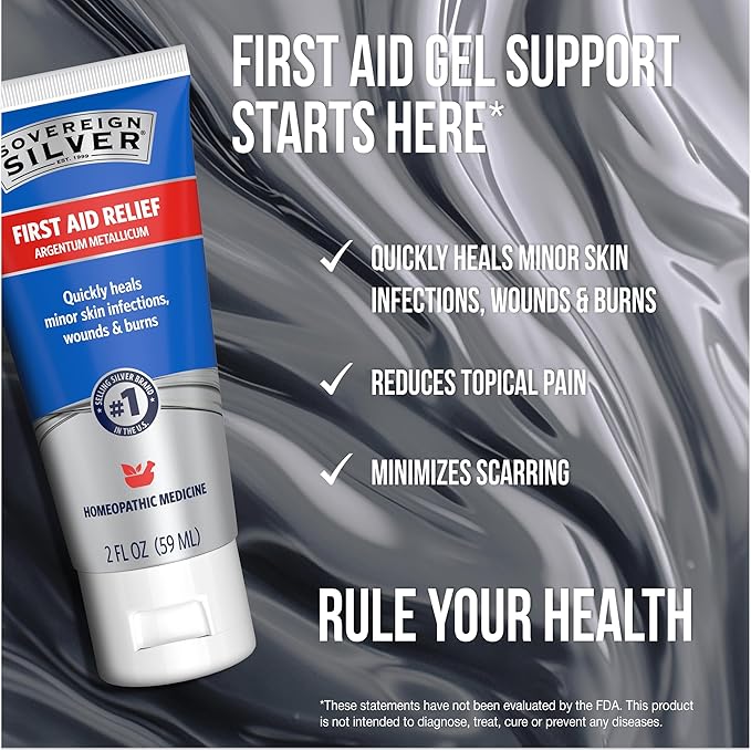Sovereign Silver First Aid Gel - Argentum Metallicum Gel Wound Care Support, Topical Skin Care for Minor Skin Irritations - 2 fl oz (59 mL)