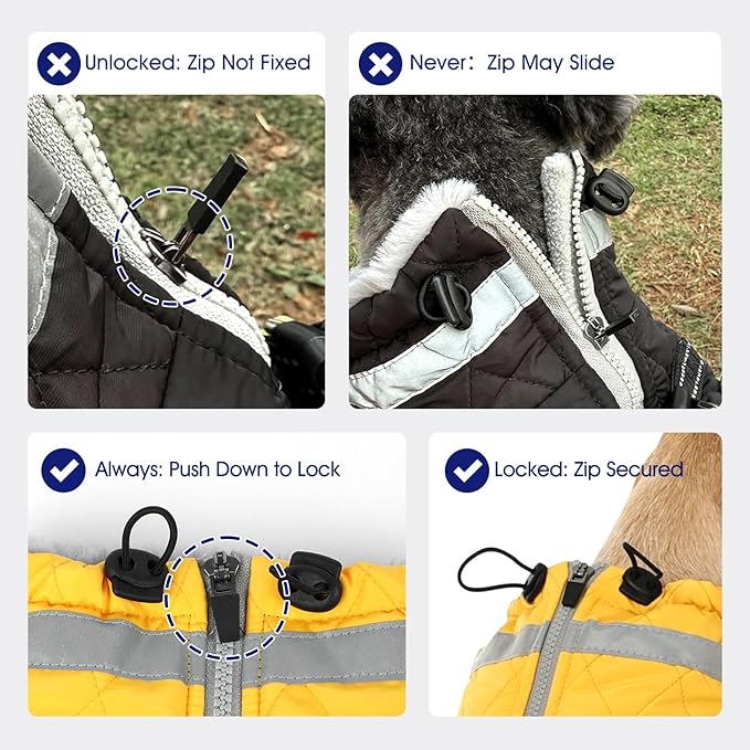 FUAMEY Dog Coat for Large Dogs,Waterproof Dog Winter Jacket with Harness Built in Puppy Cold Weather Coats Reflective Pet Vest with Zipper Warm Fleece Dogs Snowsuit Windproof Pink Plaid 2XL
