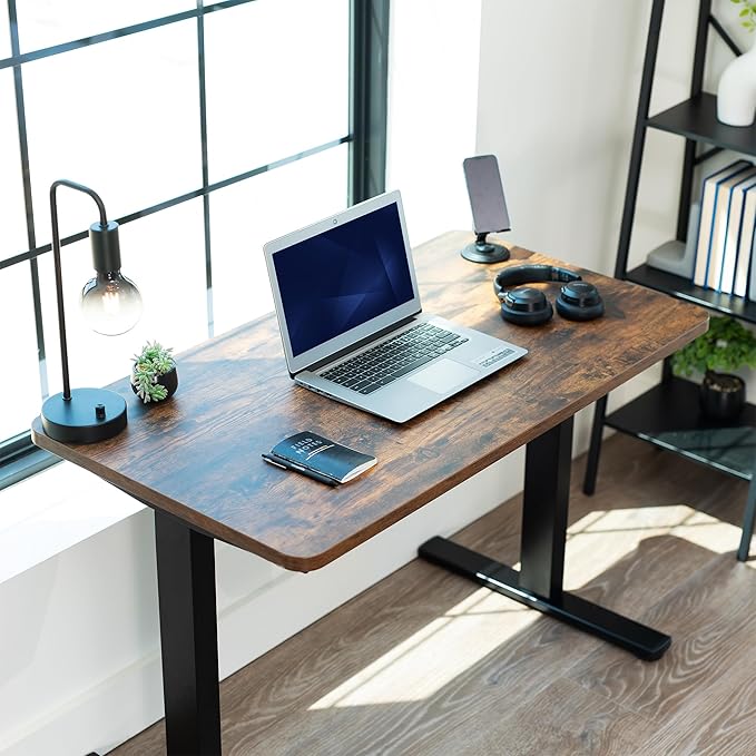 VIVO Rustic Vintage Brown 43 x 24 inch Universal Solid One-Piece Table Top for Standard and Sit to Stand Height Adjustable Home and Office Desk Frames, DESK-TOP43N