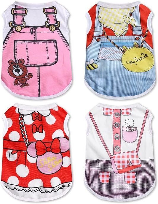 Girl Dog Clothes for Small Dogs: Soft Dog Shirts with Cute Pattern, Stretchy Puppy Clothes for Chihuahua Yorkie Teacup, Small Pet Outfits (XS)