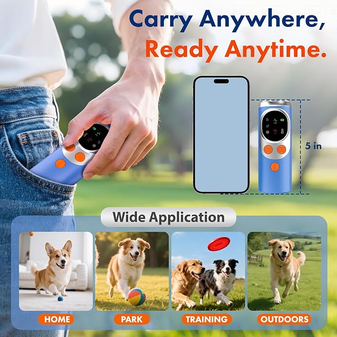 Anti Barking Device for Dogs, 2026 Upgraded LED Screen 50FT 3X Dog Trainer Ultrasonic Dog Bark Deterrent Devices Outdoor, No Bark Stopper for Neighbors Dog Barking Silencer, Bark Button for Dog