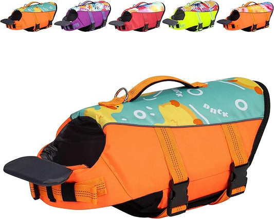 Cyeollo Dog Life Vest for Swimming & Boating, High Buoyancy Jacket with Front Float, Adjustable Sizes - Small to Large, Yellow Duck M