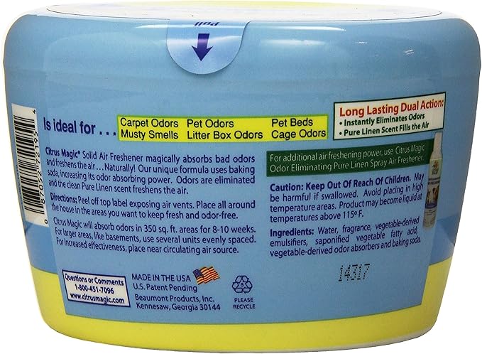 Citrus Magic Pet Odor Absorbing Solid Air Freshener, Pure Linen, 20-Ounce