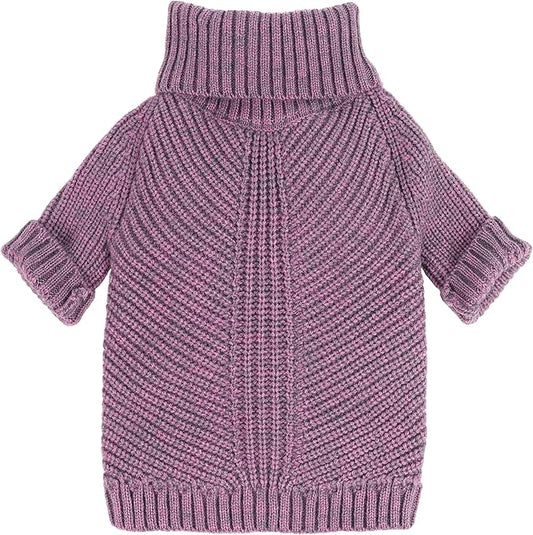 Fitwarm Thermal Knitted Dog Sweater Doggy Winter Coat Pet Clothes Doggie Turtleneck Jacket Puppy Outfits Cat Sweatsuit Lavender Purple X-Large