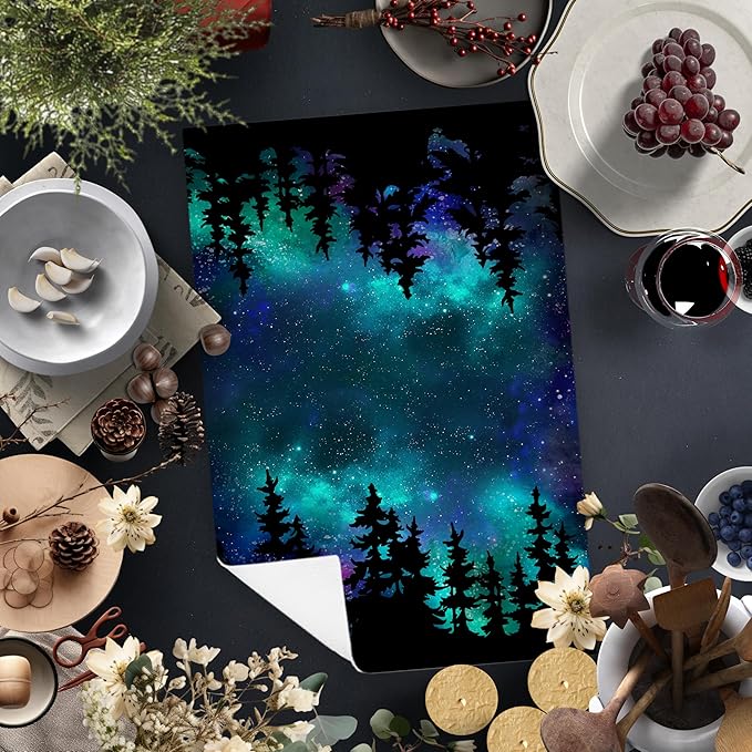 Forest Decor Kitchen Towel&Starry Night Sky Forest Decorative Hand Towels, Forest Bathroom Towels&Forest Decor Dish Towels Tea Towels for Kitchen, 16x24 Inches