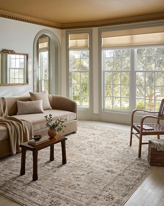 Loloi Magnolia Home by Joanna Gaines Pace Collection PAC-01 Natural/Stone 5'-3" x 5'-3" Round Area Rug