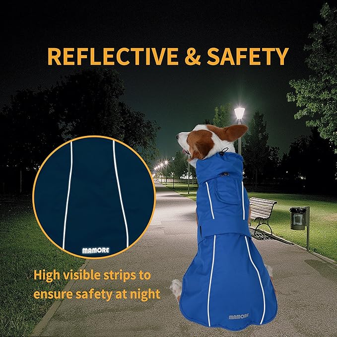 Adjustable Waterproof Dog Raincoat for Dogs,Lightweight Pet Rain Jacket Puppy Clothes with Reflective Strip for Small Medium Large Dogs (Light Purple, Medium)