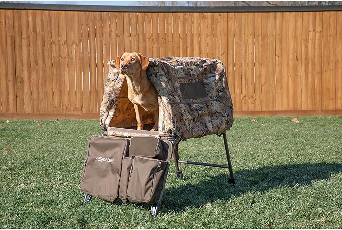 Momarsh Final Stand Dog Adjustable Training Platform & Storage Panel | Hunting Stand | Elevated Pet System for Place, Agility & Steadiness | Dog Trainer System | Mesh Bottom Mud Feet | 150lb Capacity