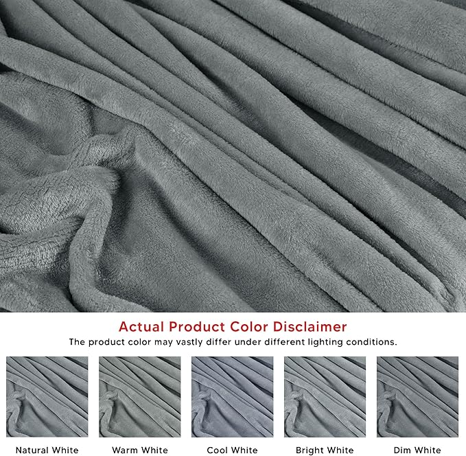 Utopia Bedding Cool Grey Fleece Blanket Throw Size Lightweight Fuzzy Soft Anti-Static Microfiber Bed Blanket (60x50 Inch)