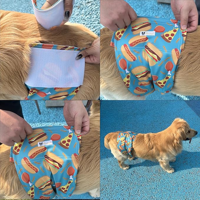 Male Dog Diapers Reusable High Absorbing Male Dog Wraps Washable Dog Diapers Male Small with Cute Patterns 5packs (S, 9” - 11” Waist)