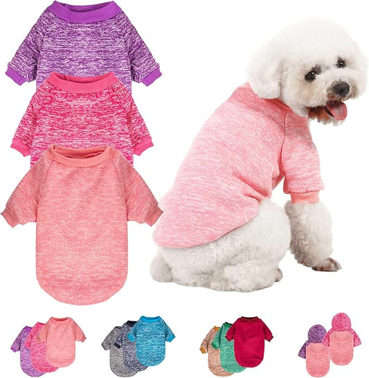 3 Pack Dog Sweater, Dog Sweaters for Small Dogs, Warm Soft Pet Clothes for Puppy, Medium Large Cat, Dogs Girl or Boy, Dog Shirt for Winter Christmas (Pink+Purple+HotPink, XX-Large)
