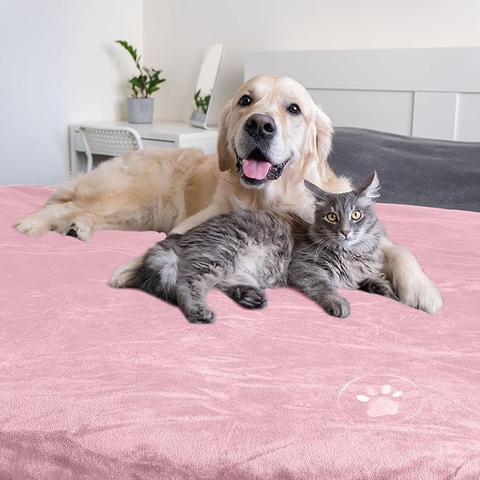 PETMAKER Dog Blanket - 60x80in Reversible Sherpa Blanket - Throw Blankets for Bed, Couch, Crate, or Car - Machine Washable Puppy Essentials (Pink)