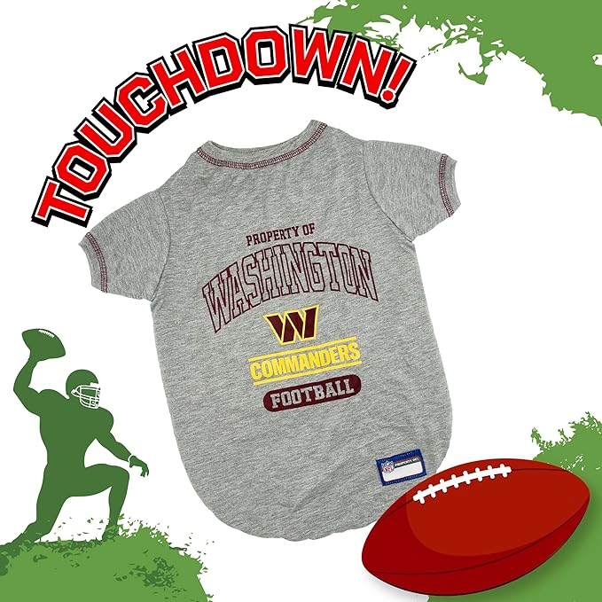 NFL Washington Commanders Dog T-Shirt X-Small. - Licensed Shirt for Pets Team Colored with Team Logos- Premium Stretchable Materials for The Comfort of Your Dog & Cat