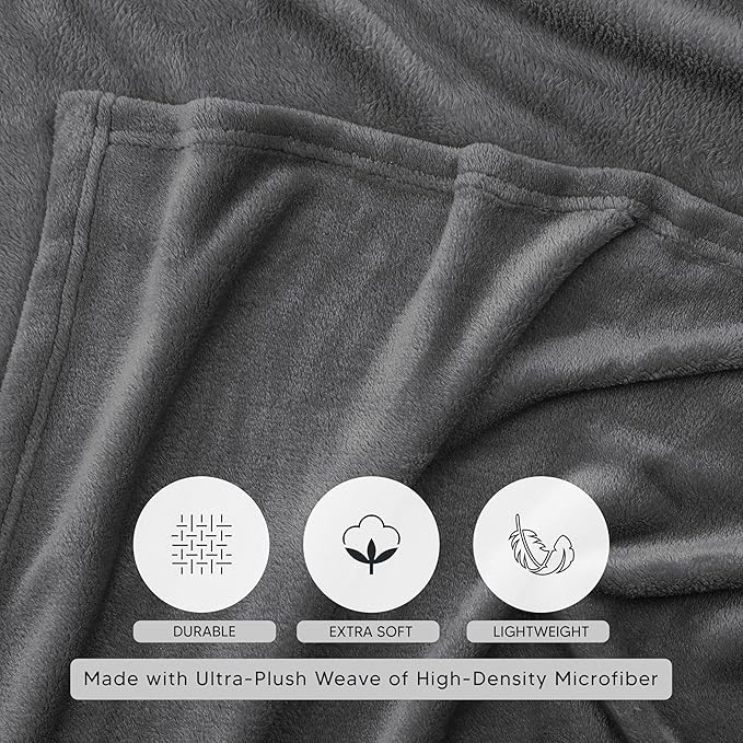 Utopia Bedding Grey Fleece Blanket Twin Size Lightweight Fuzzy Soft Anti-Static Microfiber Bed Blanket (60x80 Inch)
