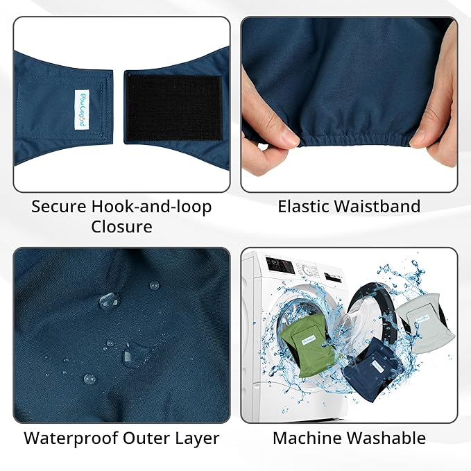 Paw Legend Washable Dog Belly Band Wrap Diapers for Male Dog | High Absorbing Puppy & Doggy Diapers Male (3 Pack,Army,Grey,Navy,Small)