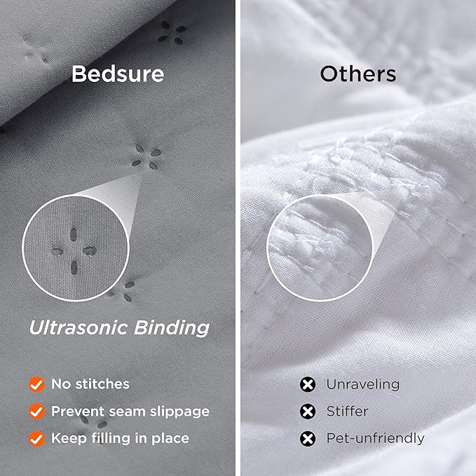Bedsure King Quilt - Grey Bedspread King Size & Lightweight Comforter, Modern Coverlet with Clover Pattern, Ultra Soft All-Season Bedding, 106 x 96 Inches | Stitch-Free Quilting, Ultra Soft, Lightweight, Machine Washable, Pet-Friendly