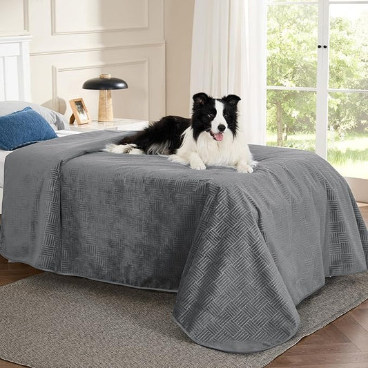 Bedsure Waterproof Bed Cover for Dogs Washable - Waterproof Blanket for Twin Bed Couch Sofa Cozy, Lightweight Furniture Protector for Pet Cat Quick Drying, Ash Grey, 68x82IN
