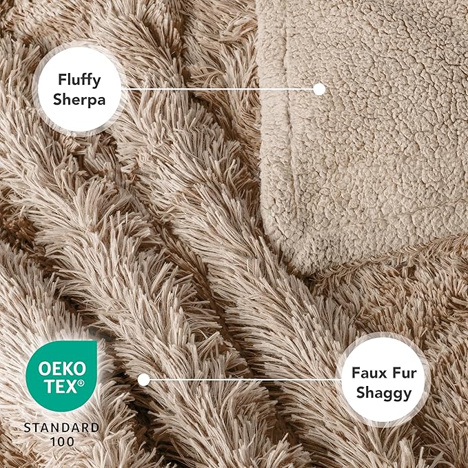 PetAmi Waterproof Dog Blanket for Large Dog, Queen Size Calming Pet Blanket Couch Cover Protector, Sherpa Faux Fur Cat Throw for Sofa Furniture Bed, Soft Fluffy XL, 90x90 Taupe