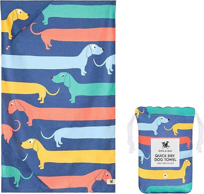 Dock & Bay Pet Towel - Super Absorbent & Quick Drying Dog Towels with Bag - 100% Recycled - Go Long, Large (120x70cm, 47x27)