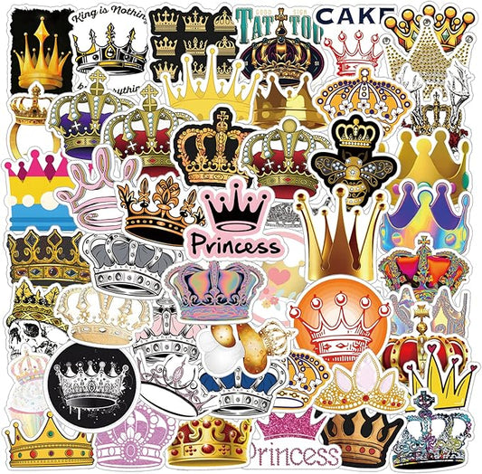 Imperial Crown Stickers 51Pcs Cartoon Gold Right Shine Pack | Cool Colorful Deacls Graffiti for Water Bottle Skateboard Luggage Laptop Computer Phone…