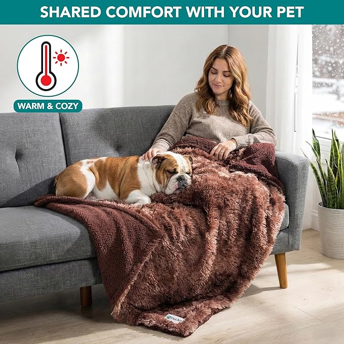 PetAmi Waterproof Dog Blanket for Small Medium Dogs, Calming Fleece Cat Blanket, Couch Protector Washable Sherpa Faux Fur Pet Throw for Puppy, Soft Reversible 29x40 Tie-Dye Brown