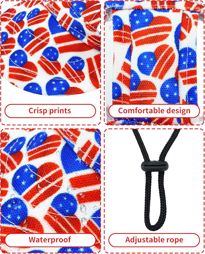PET SHOW 4th of July Dog Baseball Cap American Flag Dog Visors for Medium Large Dogs Waterproof Pet Sun Hats with Ear Holes Adjustable Drawstring Patriotic Boy Girl Puppy Hat- Independence Day/L