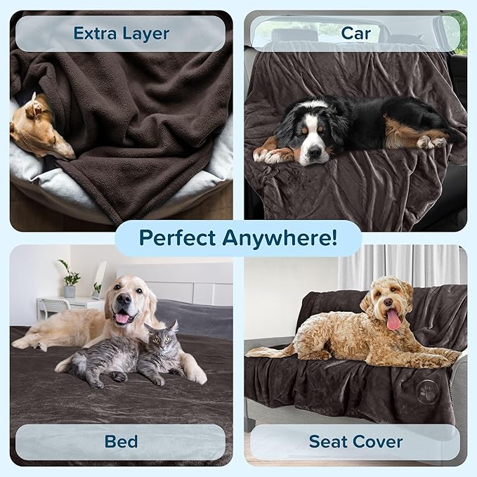 PETMAKER Dog Blanket - 60x70in Reversible Sherpa Blanket - Throw Blankets for Bed, Couch, or Car - Machine Washable Puppy Essentials (Charcoal)