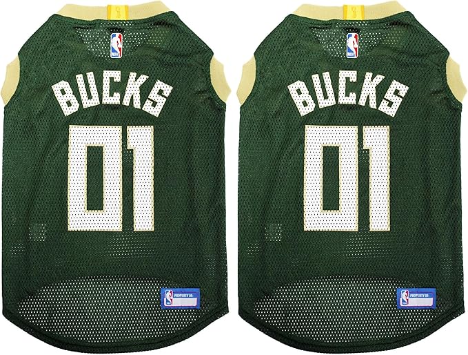 NBA Milwaukee Bucks Dog Jersey, Large - Tank Top Basketball Pet Jersey (Pack of 2)