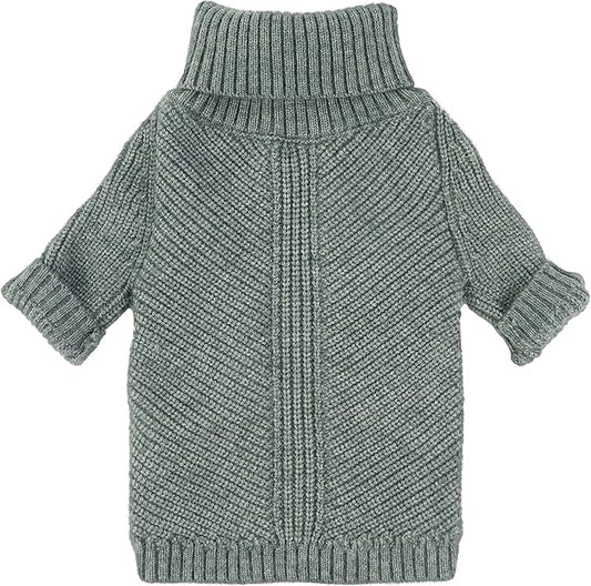 Fitwarm Dog Turtleneck Sweater, Thermal Knitted Pet Coat, Dog Winter Clothes for Small Dogs, Cat Apparel, Heather Grey, XSmall