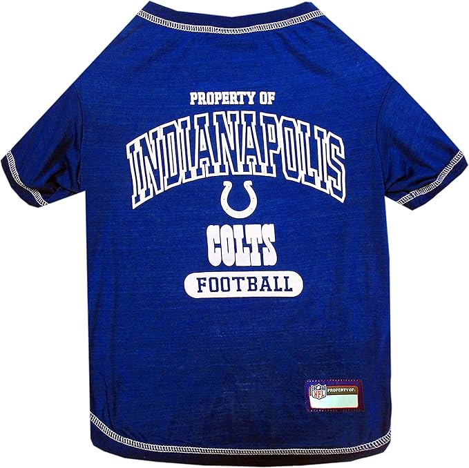 NFL Indianapolis Colts Dog T-Shirt for Pets, Size Large. Officially Licensed Pet Shirt with Team Logo, Soft Stretchable Comfort Fit Apparel for Dogs & Cats